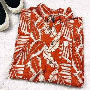 Chaps Ralph Lauren Orange Tropical Button Up Sz M